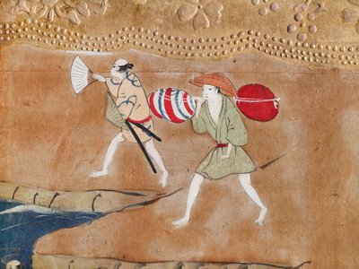 Osakazu Byobu - Japansk vikskärm med åtta paneler (målning) av Japanese School
