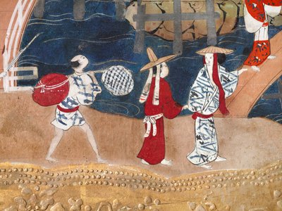 Osakazu Byobu - Japansk vikskärm med åtta paneler (målning) av Japanese School