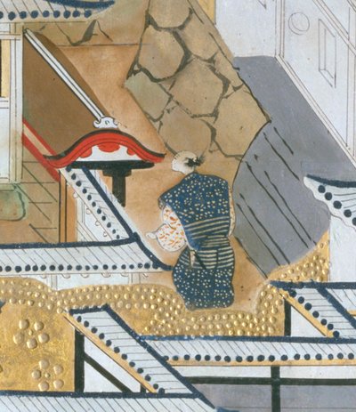 Osakazu Byobu - Japansk vikskärm med åtta paneler (målning) av Japanese School