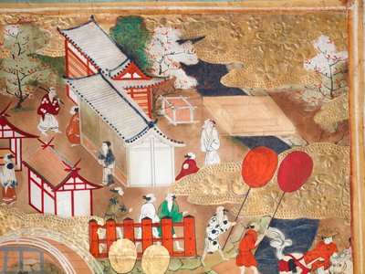 Osakazu Byobu - Japansk vikskärm med åtta paneler (målning) av Japanese School