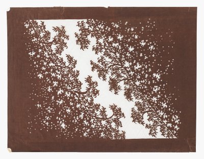 Pappersstencil (katagami), sent 1800-tal (Mulberry barkpapper behandlat med persimon juice och sidentråd) av Japanese School