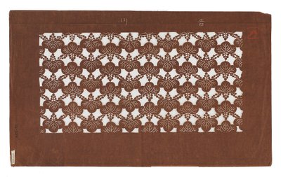 Pappersstencil (katagami), sent 1800-tal (Mulberry barkpapper behandlat med persimon juice) av Japanese School