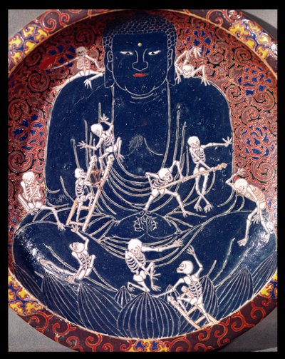 Tallrik föreställande Buddha med tio skelett (keramik) (detalj) (se även 182441) av Japanese School