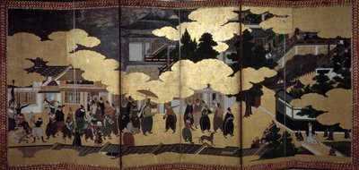 "Portugisisk" skärm: en representation av portugisiska jesuitmissionärers ankomst till Japan på 1500-talet. Realiserat av Kanoskolan (?). 1593-1600. Lissabons museum för antik konst av Japanese School