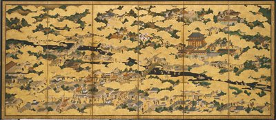 Rakuchu rakugai zu (Scener i och omkring huvudstaden
huvudstaden), andra halvan av 1600-talet (Bläck, färg och guld på papper) av Japanese School