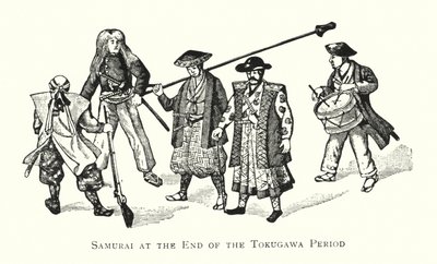 Samurajer i slutet av Tokugawa-perioden (litho) av Japanese School