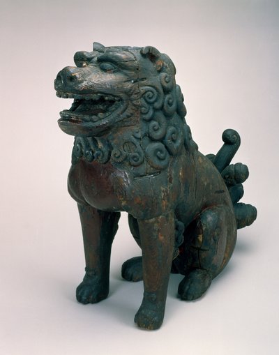 Shishi (Guardian Lion or Dog) (trä med lack) av Japanese School