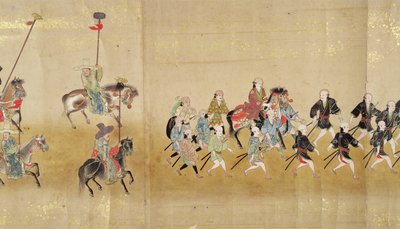 Sjätte koreanska ambassaden till Japan i Meireki 1 vid tiden för Tokugawa Ietsuna succession 1651, möjligen av Kano Masanobu (1625-94) (rullmålning) (detalj) av Japanese School