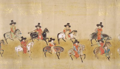 Sjätte koreanska ambassaden till Japan i Meireki 1 vid tiden för Tokugawa Ietsuna succession 1651, möjligen av Kano Masanobu (1625-94) (rullmålning) (detalj) av Japanese School