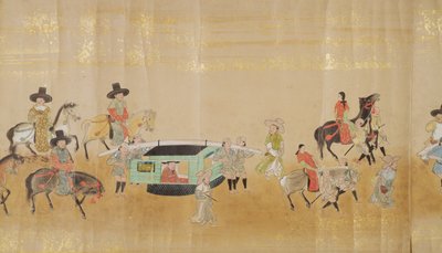 Sjätte koreanska ambassaden till Japan i Meireki 1 vid tiden för Tokugawa Ietsuna succession 1651, möjligen av Kano Masanobu (1625-94) (rullmålning) (detalj) av Japanese School