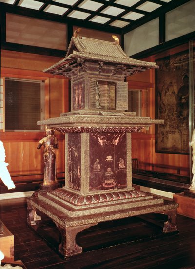 Tamamushi-helgedomen från Horyu Ji-templet, som skildrar historien om Buddha i en tidigare inkarnation, ca 650 av Japanese School