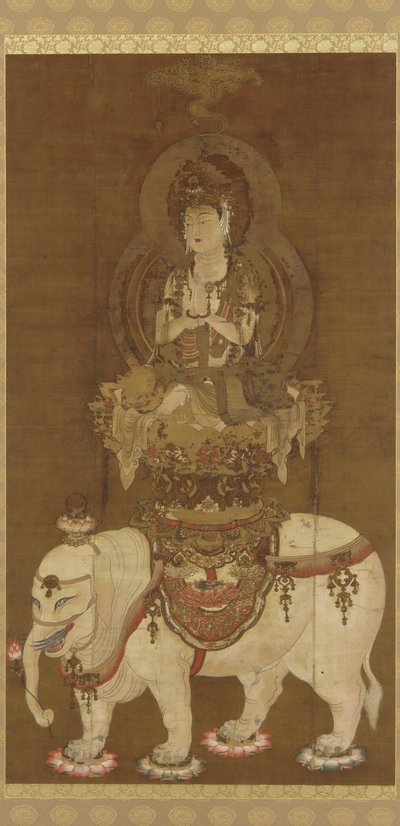 Bodhisattvan - Fugen (Fugen Bosatsu) Heian Period (bläck, guld och silver på siden) av Japanese School