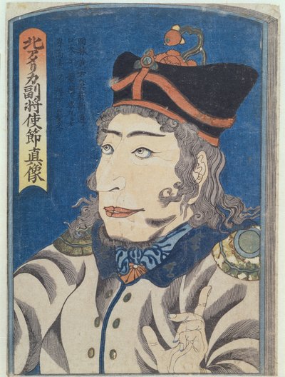 Den nordamerikanske generaladjutanten Adams, ca 1854 (träsnitt i färg) av Japanese School