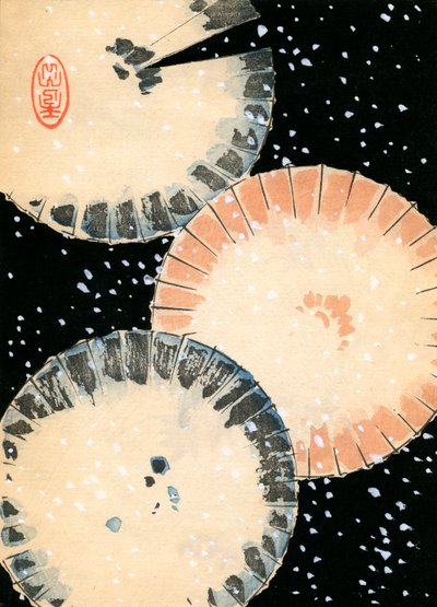 Tre paraplyer i snön av Japanese School