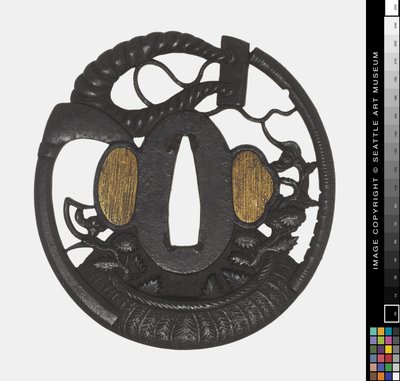 Tsuba: Blommor, lie, rep, tidigt 18:e århundradet (järn) av Japanese School