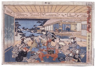 Utan titel (akt Vii av Chunyu Gishin Roku) (träsnitt i färg) av Japanese School