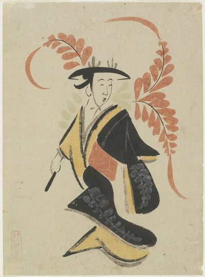 Wisteria Maiden, sent 1600 - tidigt 1700-tal (bläck & färg på papper) av Japanese School