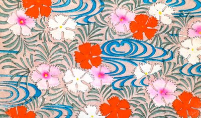 Träblocktryck av nejlikablommor av Japanese School
