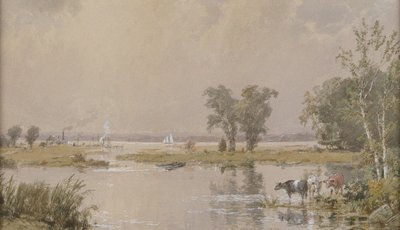 Hackensack-ängarna av Jasper Francis Cropsey