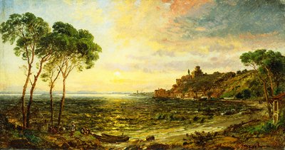 Solnedgång över sjön Thrasemine, 1887 av Jasper Francis Cropsey
