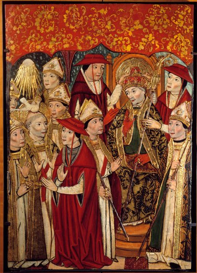 Valet av Saint Fabien till Papaute (236 till 250). Målning av Jaime Huguet (1415-1492) av Jaume Huguet