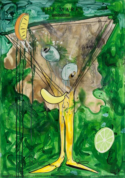 Fruitbreakthrough, 2010 (blandteknik på akvarellpapper monterat på panel med recept på baksidan) av Jay Batlle
