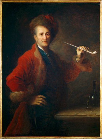 Porträt eines Mannes in polnischer Kleidung, eine Pfeife in der Hand von Jean-Alexis Grimou