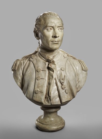 Porträttbyst av John Paul Jones, modellerad 1780, gjuten 1787-89 (gips med terrakottafärg) av Jean Antoine Houdon