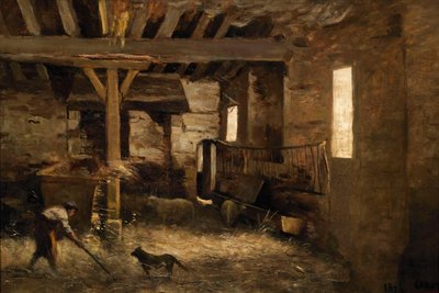 En ladugårdsinteriör av Jean-Baptiste-Camille Corot
