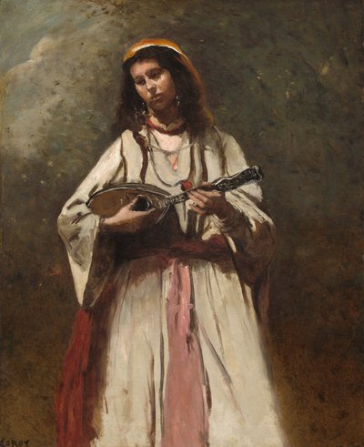 Zigensk kvinna med mandolin av Jean-Baptiste-Camille Corot