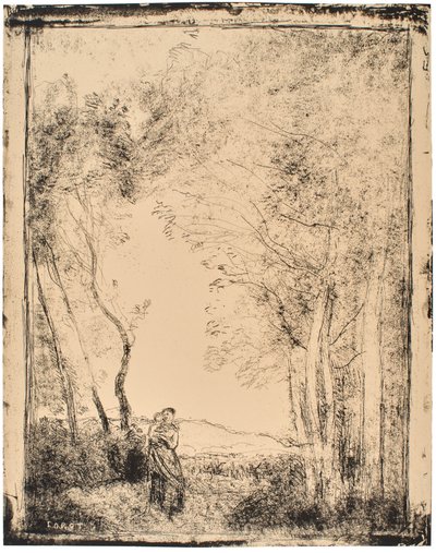 Ung mor vid ingången till en skog av Jean-Baptiste-Camille Corot