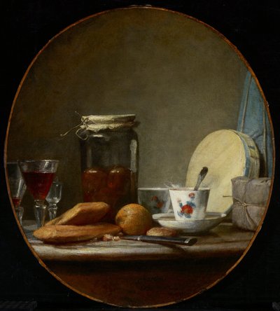 Burk med aprikoser av Jean Baptiste Simeon Chardin