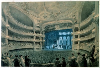 Utsikt över teatersalen i Opera Garnier (musikakademin). Litografi av Jean Baptiste Arnout (1788-1870). 1800-talet. Paris, B.N. av Jean Baptiste Arnout