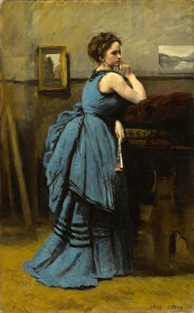 Dam i blått av Jean Baptiste Camille Corot