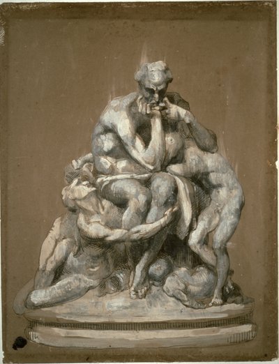Studera för skulpturen "Ugolino och hans barn" av Jean Baptiste Carpeaux