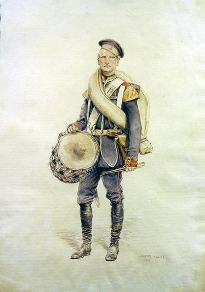 Porträtt av en trummis av Jean-Baptiste Edouard Detaille