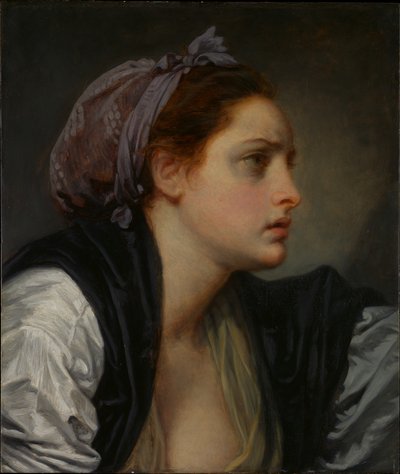 Studie av ett kvinnohuvud av Jean-Baptiste Greuze