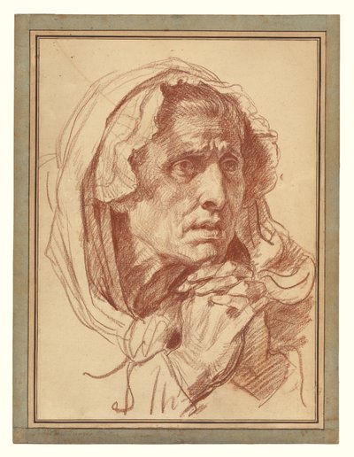 Studie av huvudet på en gammal kvinna av Jean-Baptiste Greuze