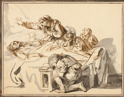 Kvinnor och barn som sörjer en död man av Jean-Baptiste Greuze