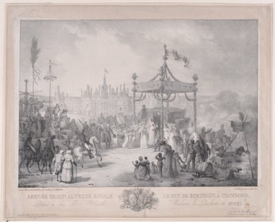 Hans Kungliga Höghet hertigen av Bordeaux' ankomst till Chambord av Jean-Baptiste Isabey