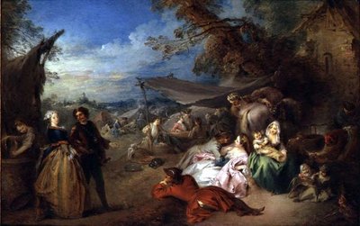 Trupper före värdshuset av Jean Baptiste Joseph Pater