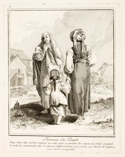 Women of the People, tallrik sex från Miscellaneous Clothing of the Peoples of the North av Jean-Baptiste Le Prince