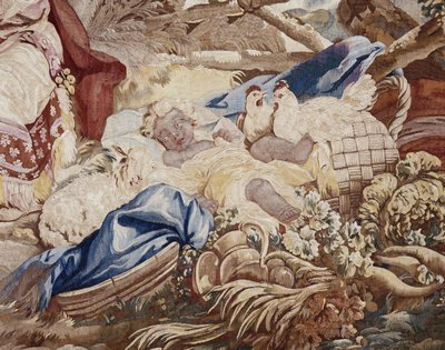 Das Freiluftbankett, Vorhang russische Spiele, (Detail) von Jean-Baptiste Le Prince