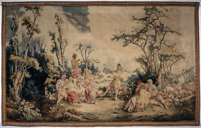 Das Freiluftbankett, Vorhang russische Spiele, (Detail) von Jean-Baptiste Le Prince