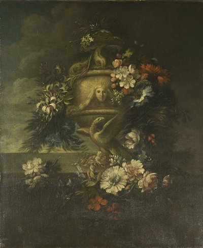 Blommor i en skulpterad vas (olja på duk) av Jean Baptiste Monnoyer