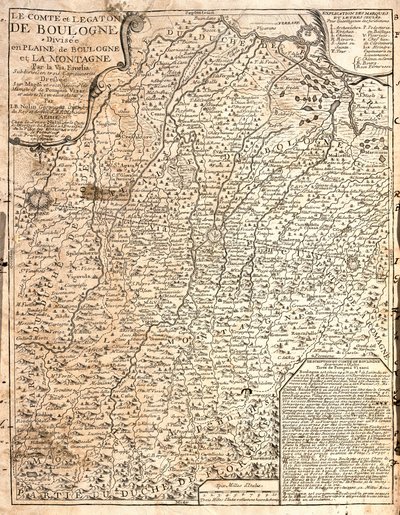 Karta över länet Boulogne (Frankrike) (etsning av Jean Baptiste Nolin