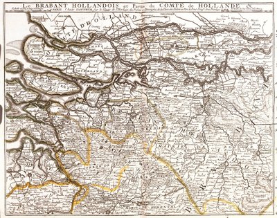 Karta över holländska Brabant (eller Nord-Brabant) och en del av länet Holland (Nederländerna) (gravyr av Jean Baptiste Nolin