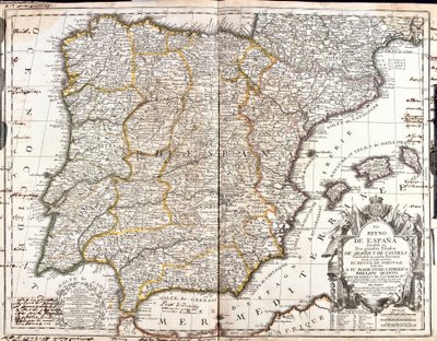 Karta över kungariket Spanien (gravyr av Jean Baptiste Nolin