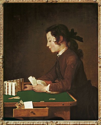 The House of Cards (olja på duk) av Jean-Baptiste Simeon Chardin