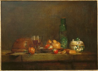 en skål med oliver (olja på duk) av Jean-Baptiste Simeon Chardin